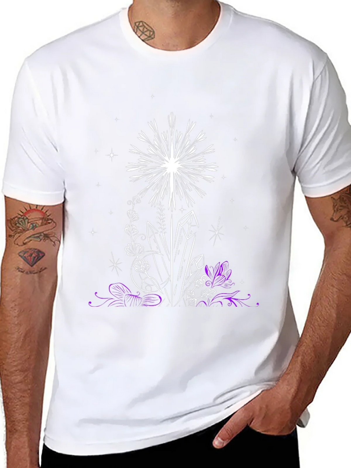 Crystal & Floral Graphic Black T-Shirt product image 7