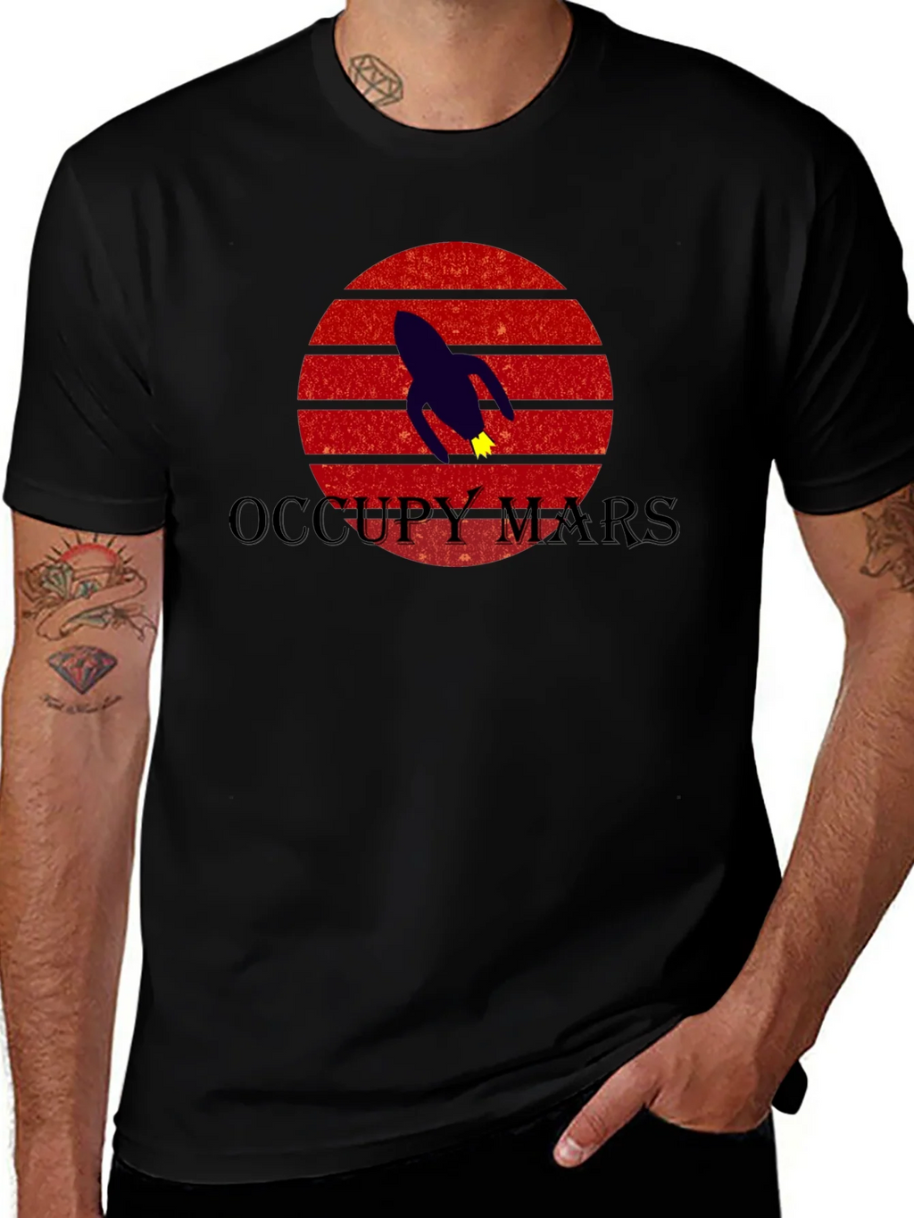 Occupy Mars T-Shirt - Retro Rocket Design product image 1
