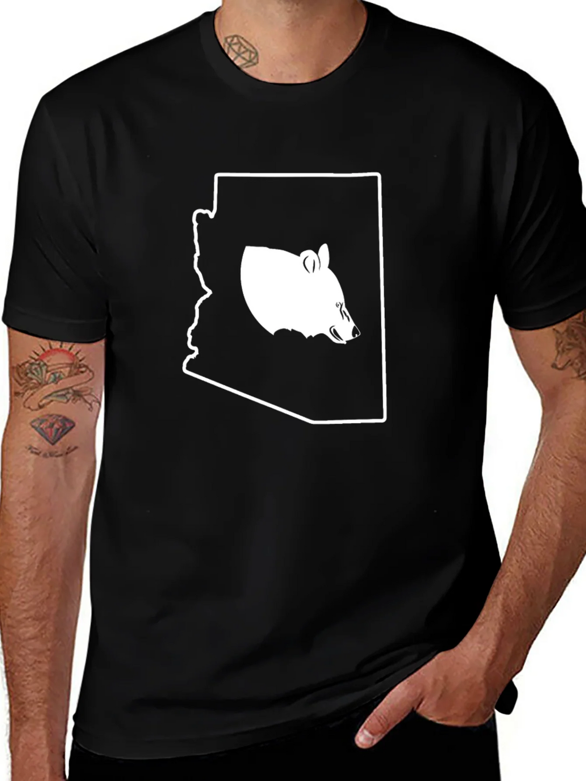 Arizona Bear Graphic T-Shirt - Black Cotton Tee product image 1