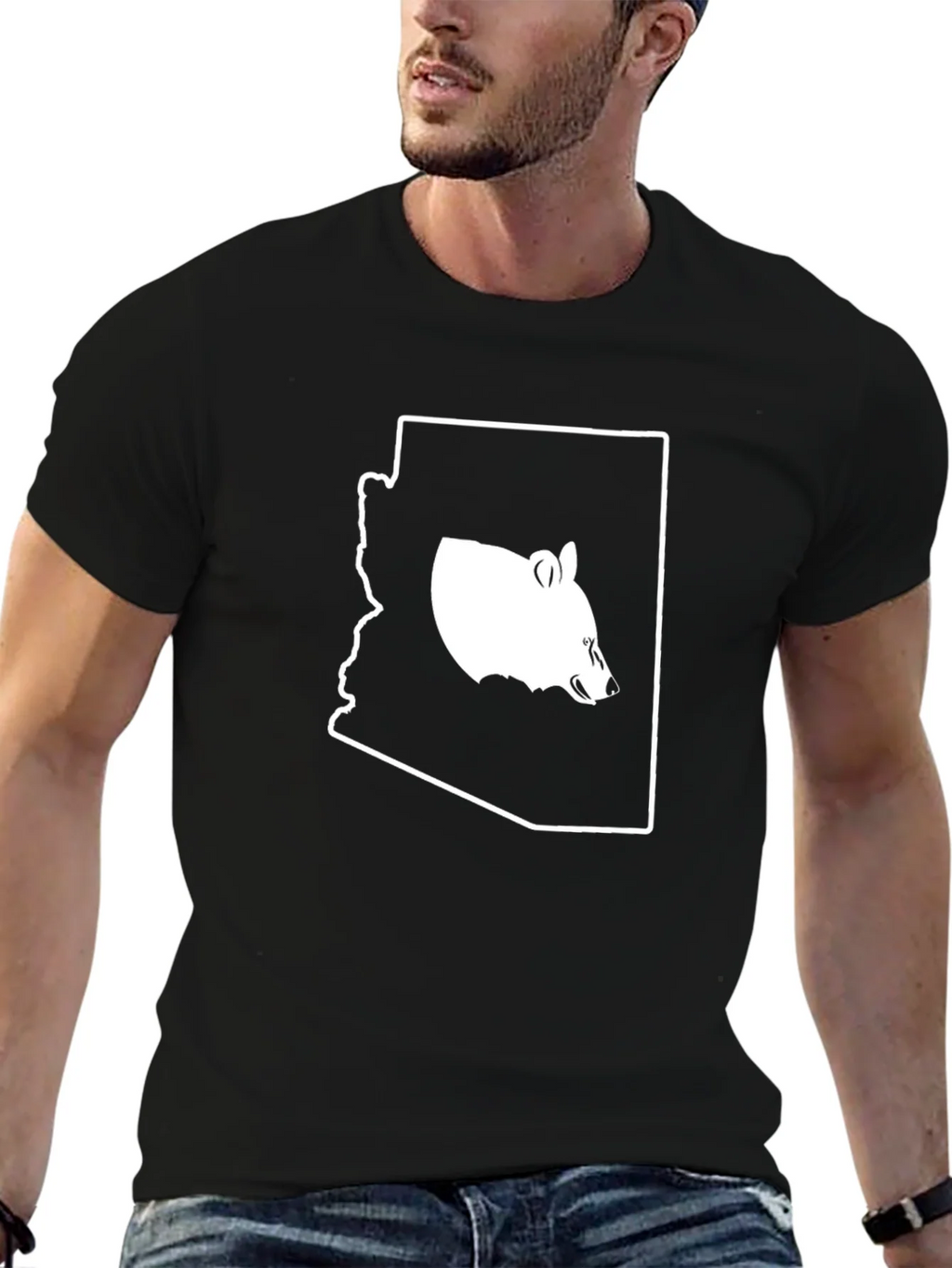 Arizona Bear Graphic T-Shirt - Black Cotton Tee product image 6