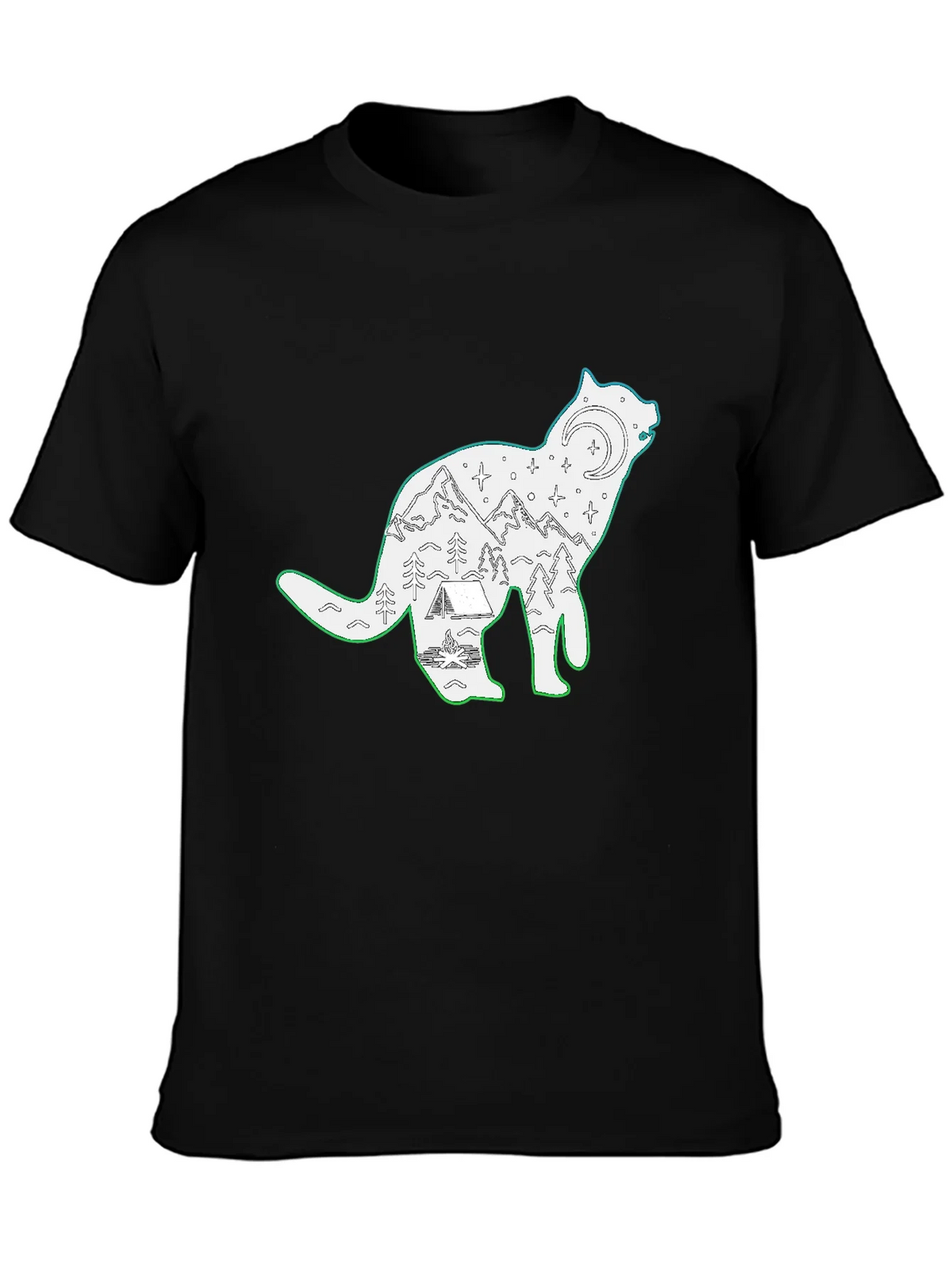 Wolf Scene Graphic Black T-Shirt product image 3