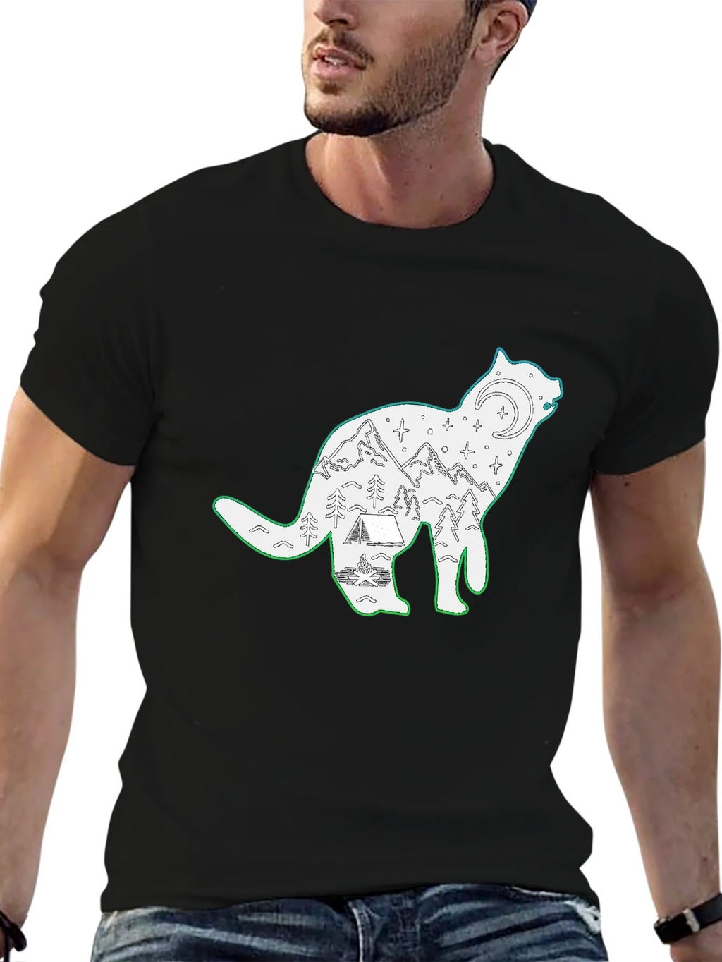 Wolf Scene Graphic Black T-Shirt product image 6
