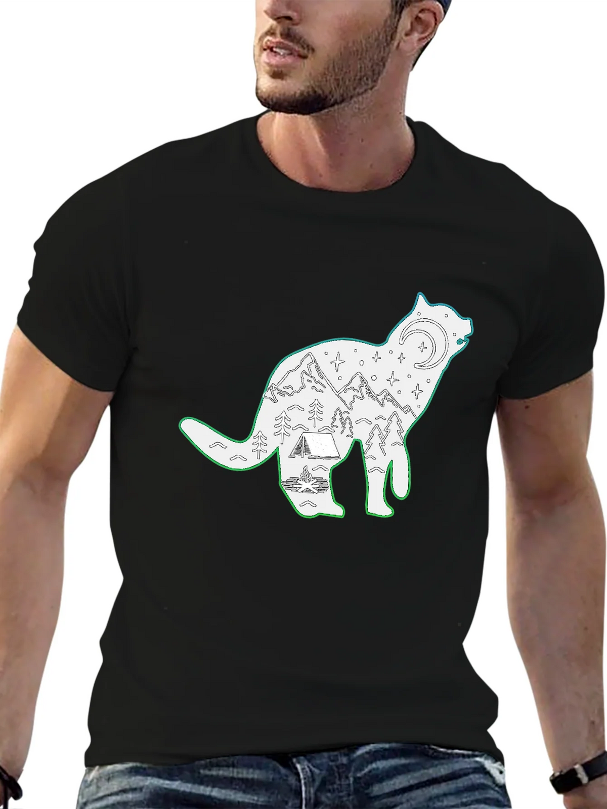 Wolf Scene Graphic Black T-Shirt product image 6