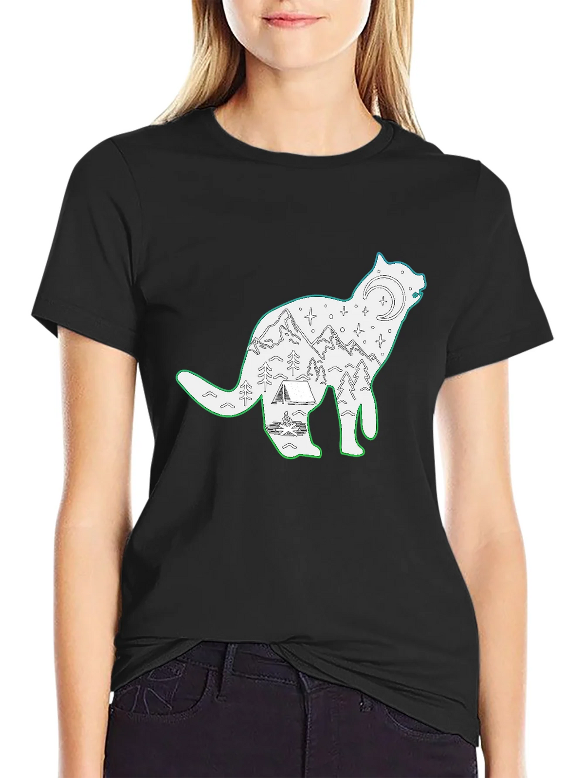 Wolf Scene Graphic Black T-Shirt product image 2
