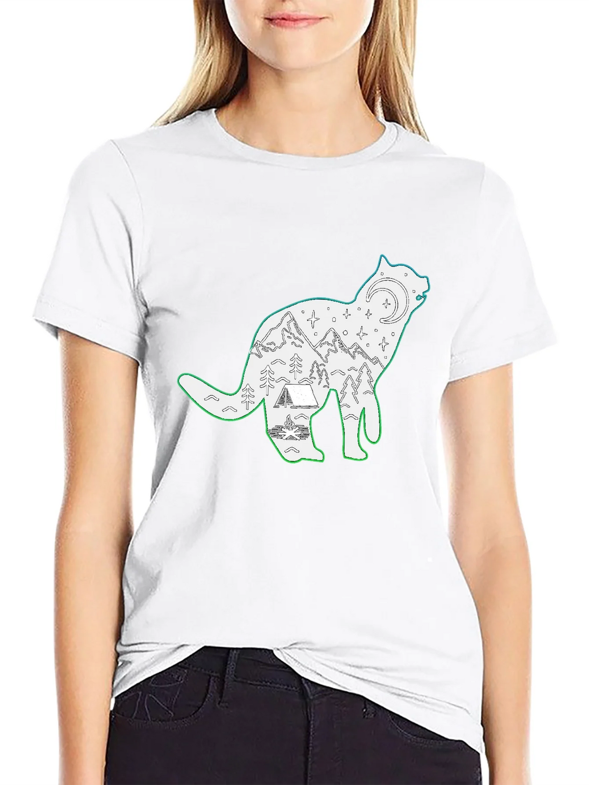 Wolf Scene Graphic Black T-Shirt product image 8