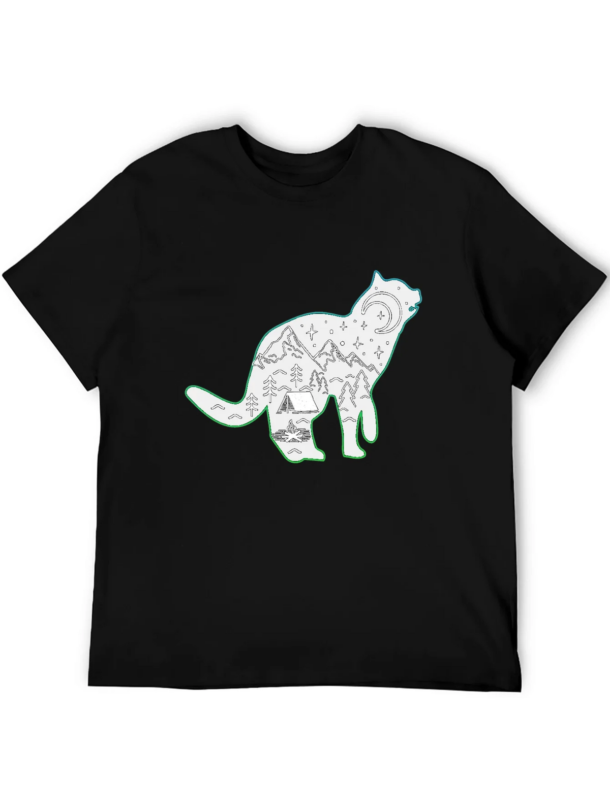 Wolf Scene Graphic Black T-Shirt product image 5