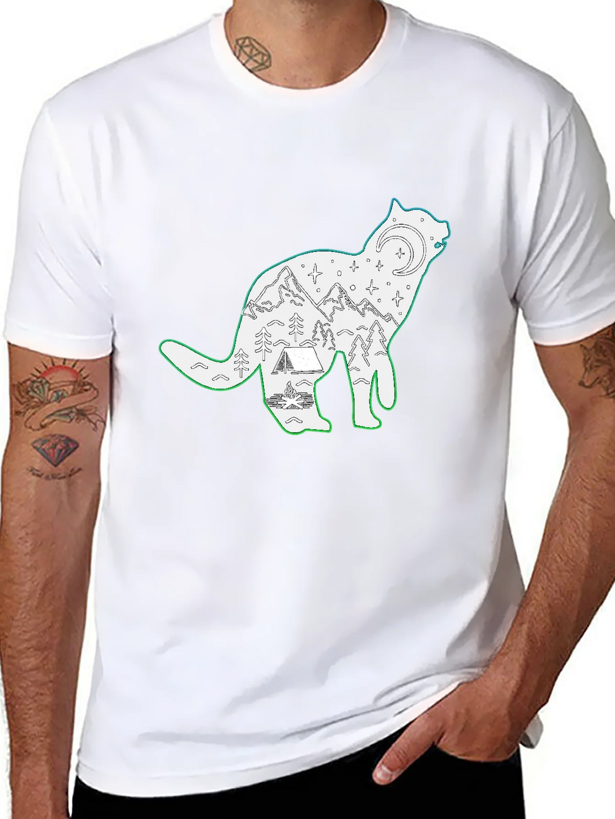 Wolf Scene Graphic Black T-Shirt product image 7