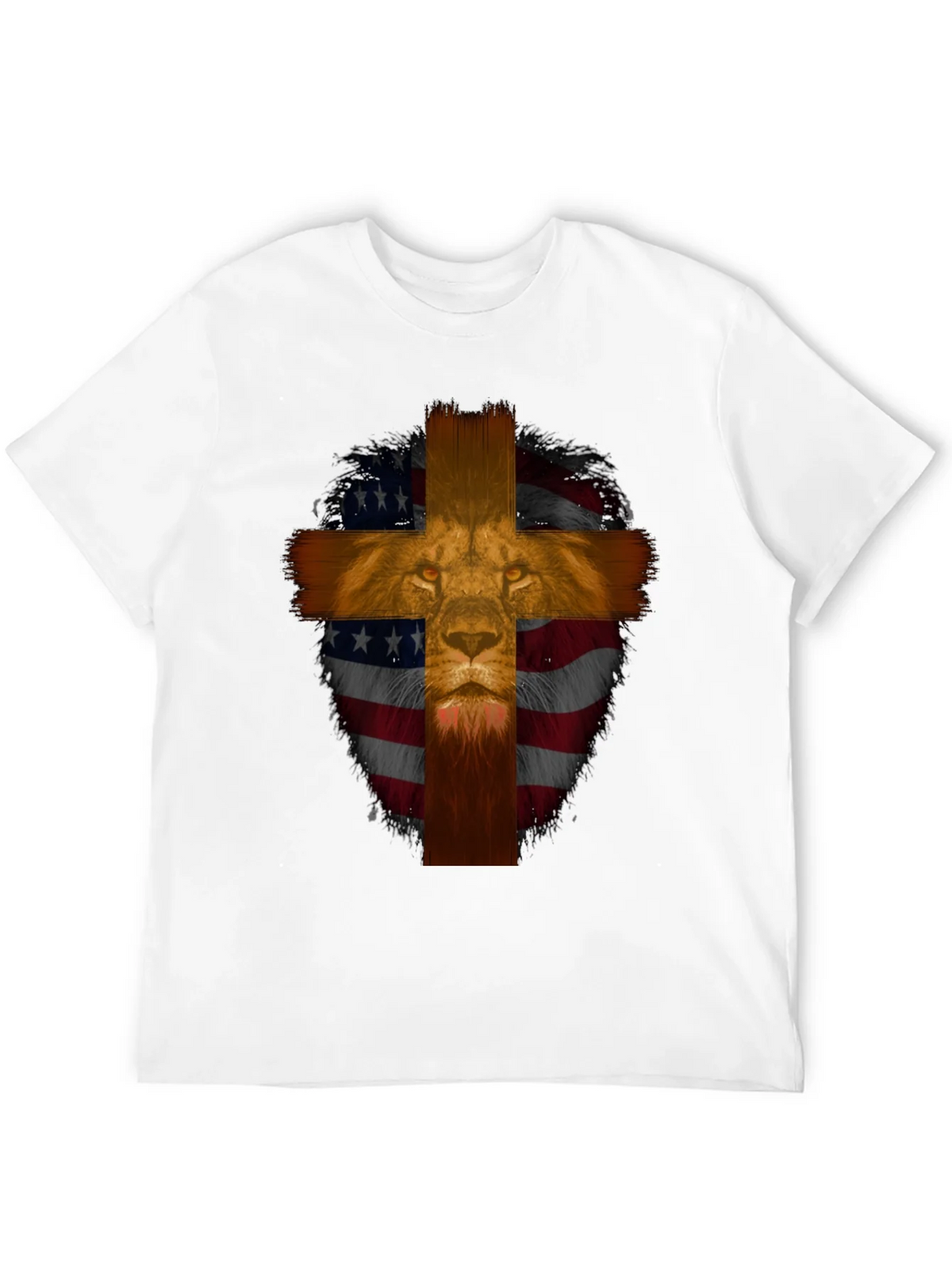 Lion Cross American Flag Graphic T-Shirt product image 11