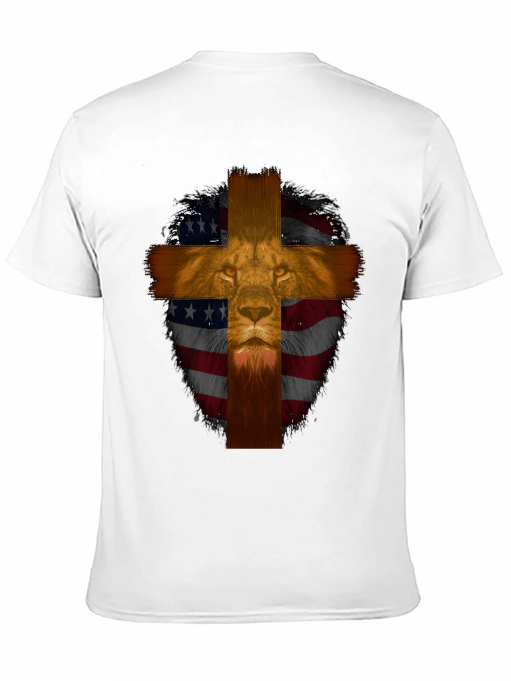 Lion Cross American Flag Graphic T-Shirt product image 10