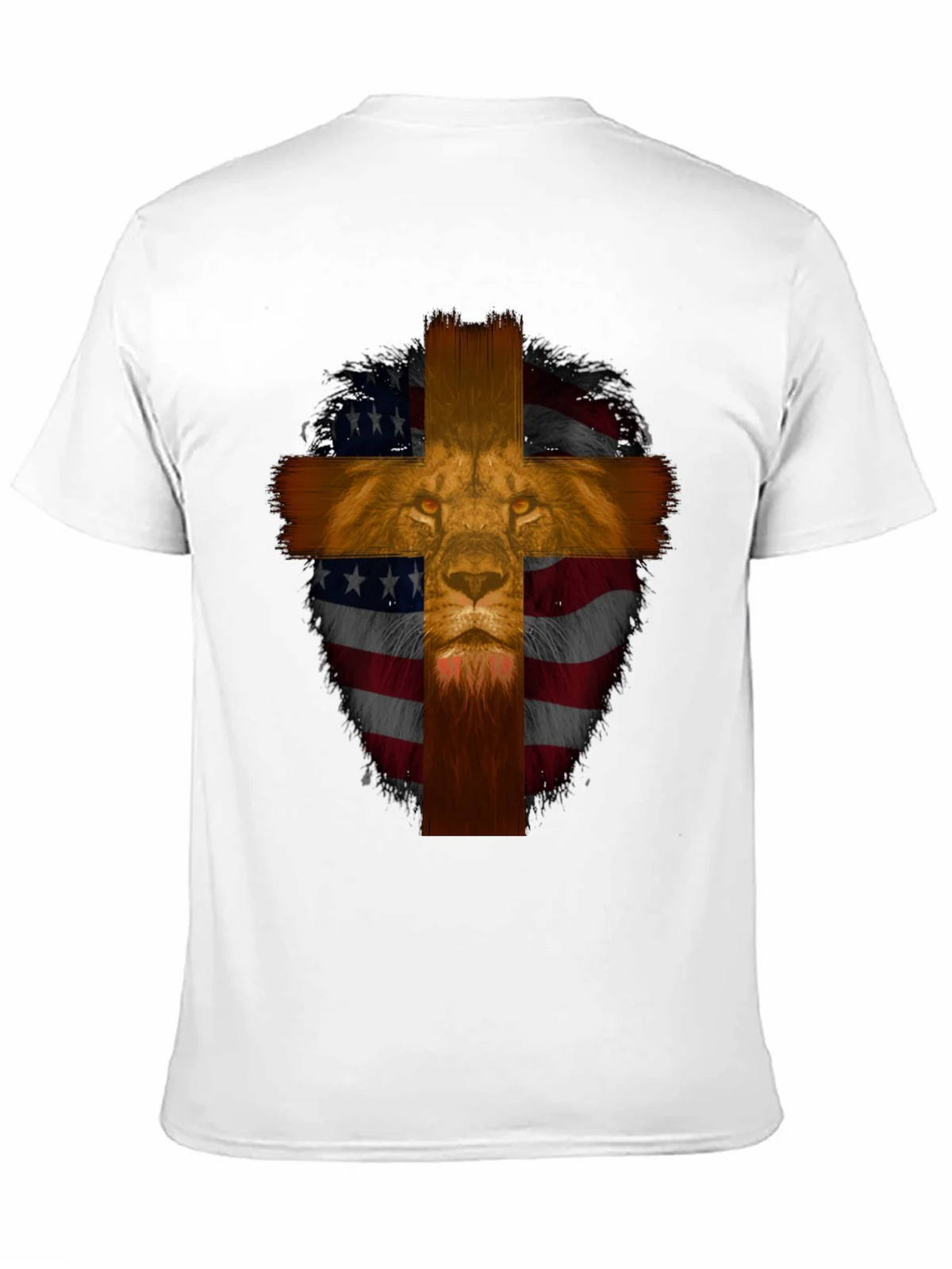 Lion Cross American Flag Graphic T-Shirt product image 10