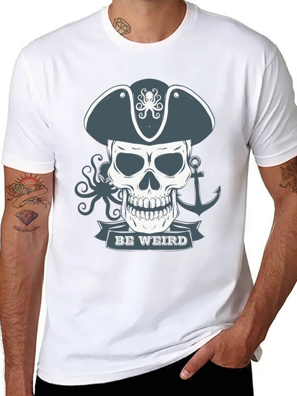 Be Weird Pirate Skull T-Shirt - Graphic Tee product image 7