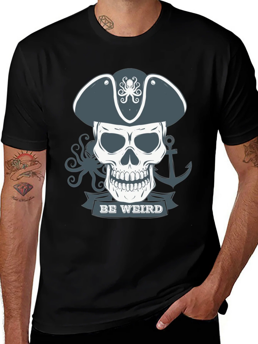 Be Weird Pirate Skull T-Shirt - Graphic Tee product image 1