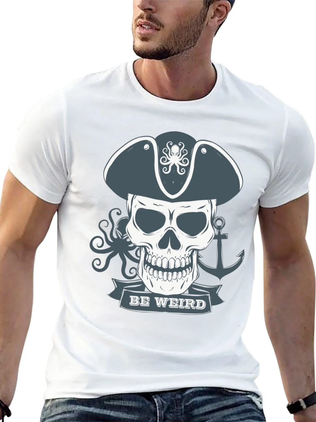 Be Weird Pirate Skull T-Shirt - Graphic Tee product image 12