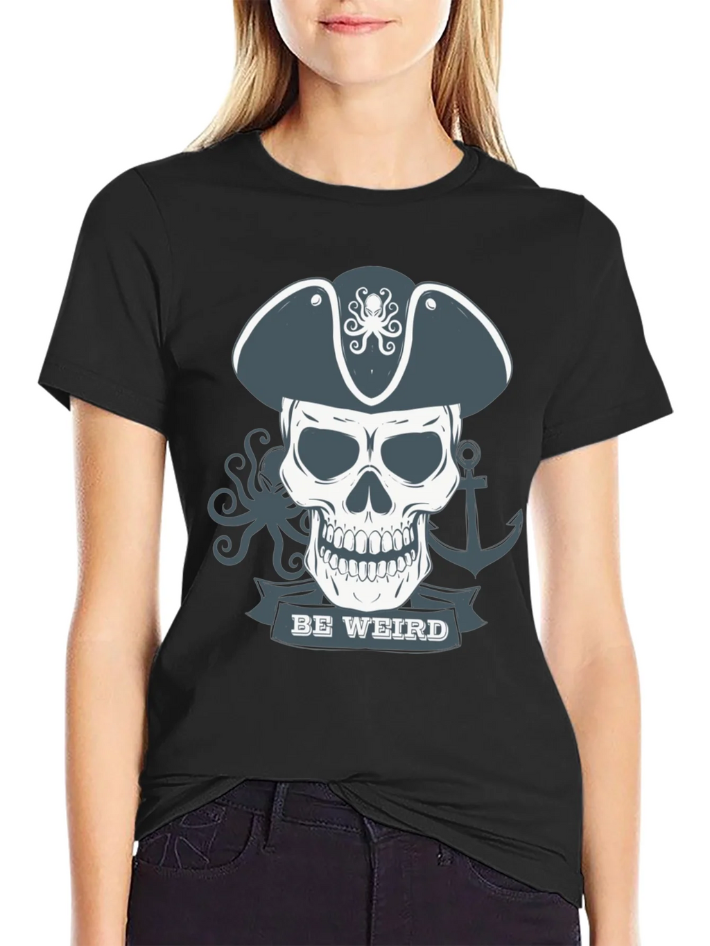 Be Weird Pirate Skull T-Shirt - Graphic Tee product image 2