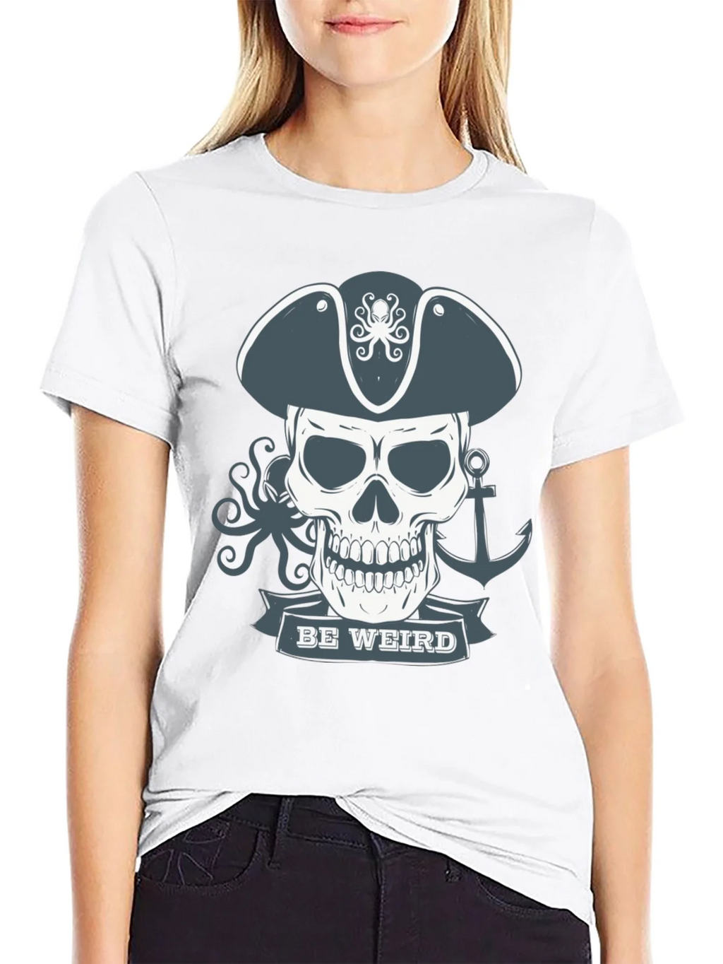 Be Weird Pirate Skull T-Shirt - Graphic Tee product image 8