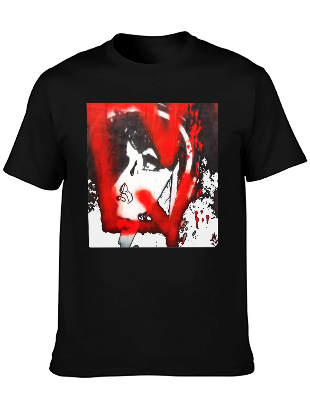 Graphic Tee: Red and White Abstract Print product image 3
