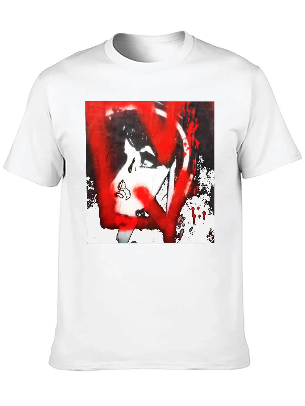 Graphic Tee: Red and White Abstract Print product image 9