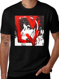 Graphic Tee: Red and White Abstract Print product image 1