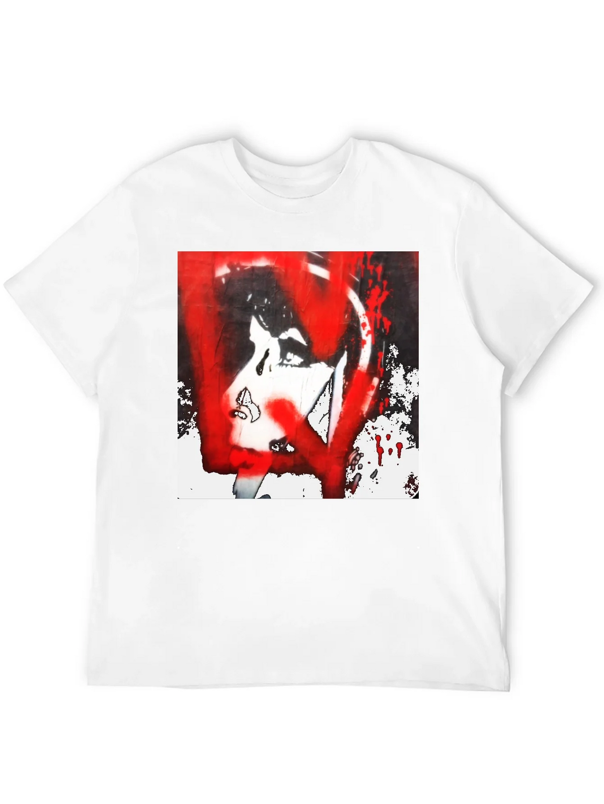 Graphic Tee: Red and White Abstract Print product image 11