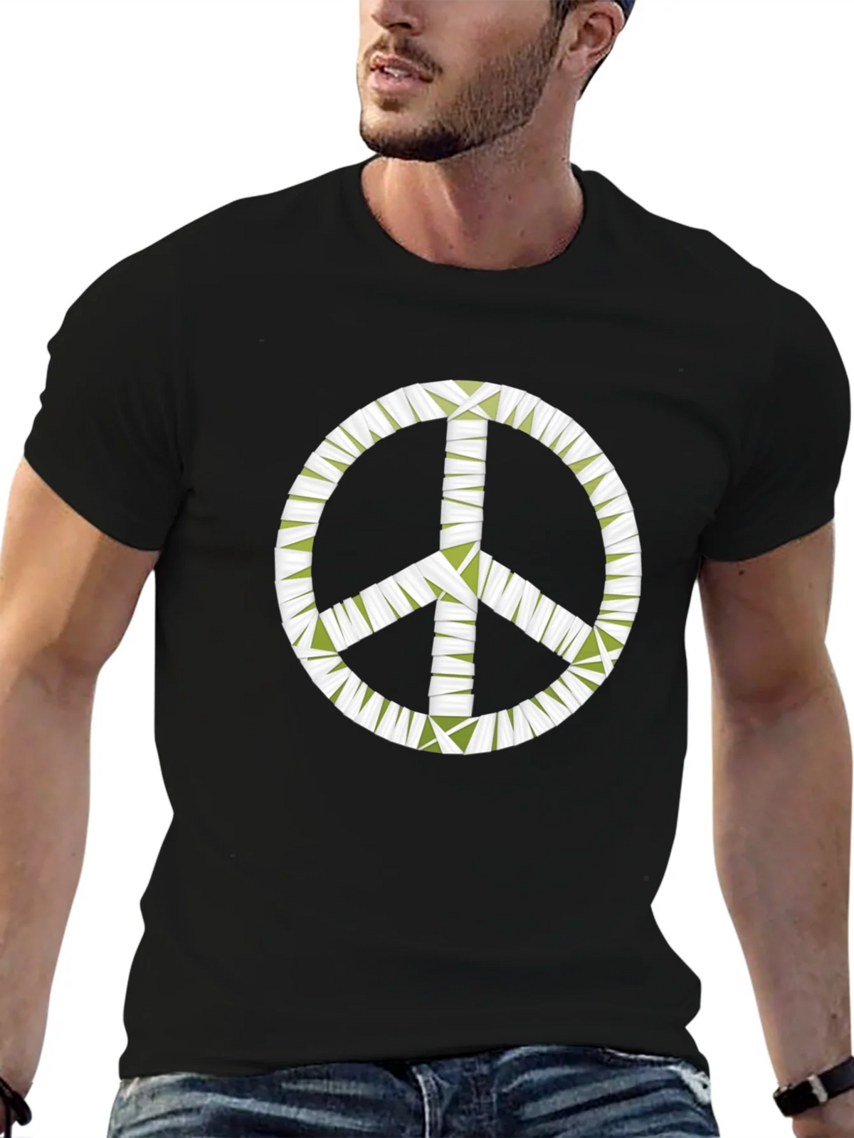 Peace Sign Graphic Black T-Shirt - Mens product image 6