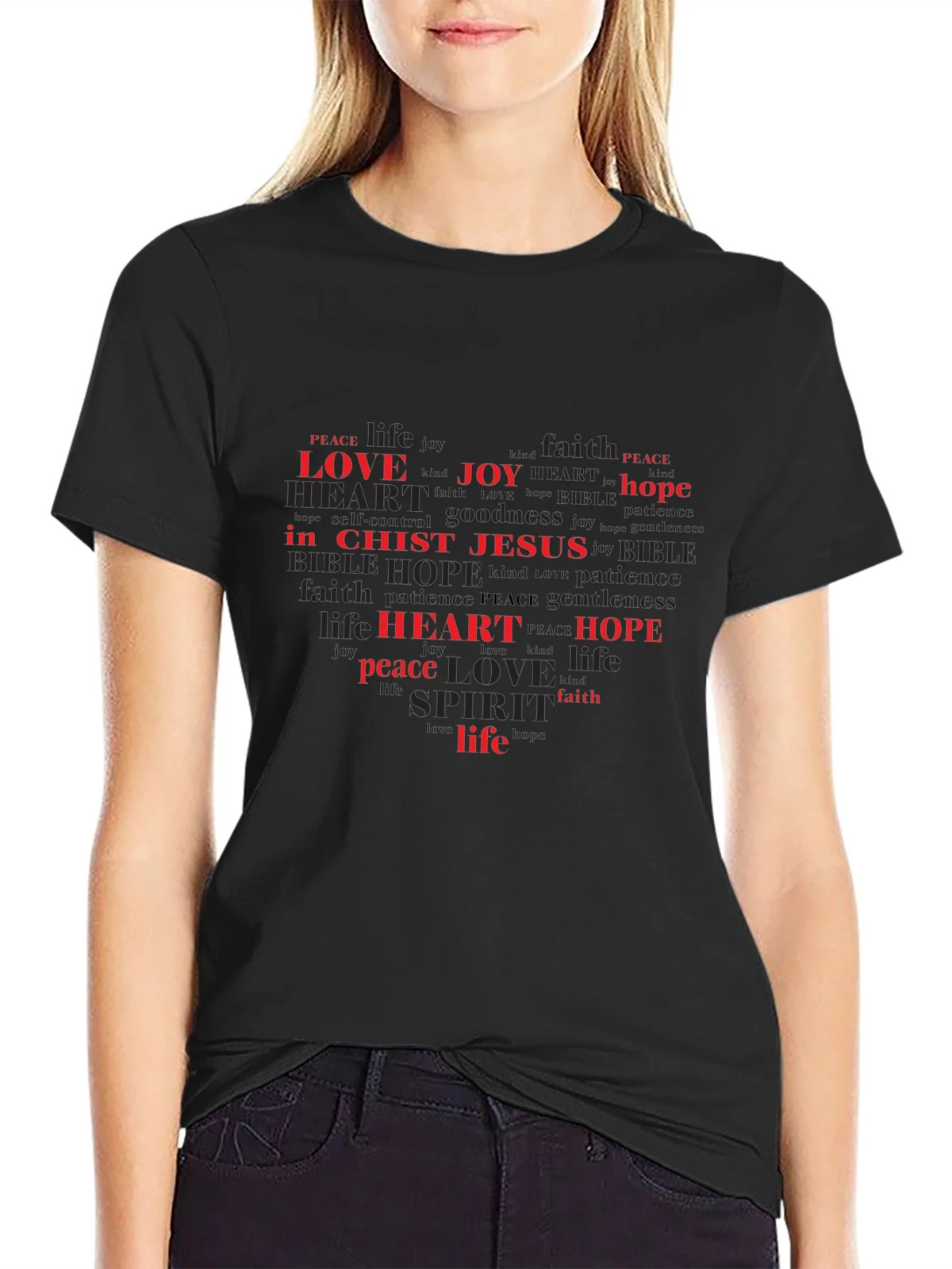 Faith-Based Heart Word Art T-Shirt product image 2