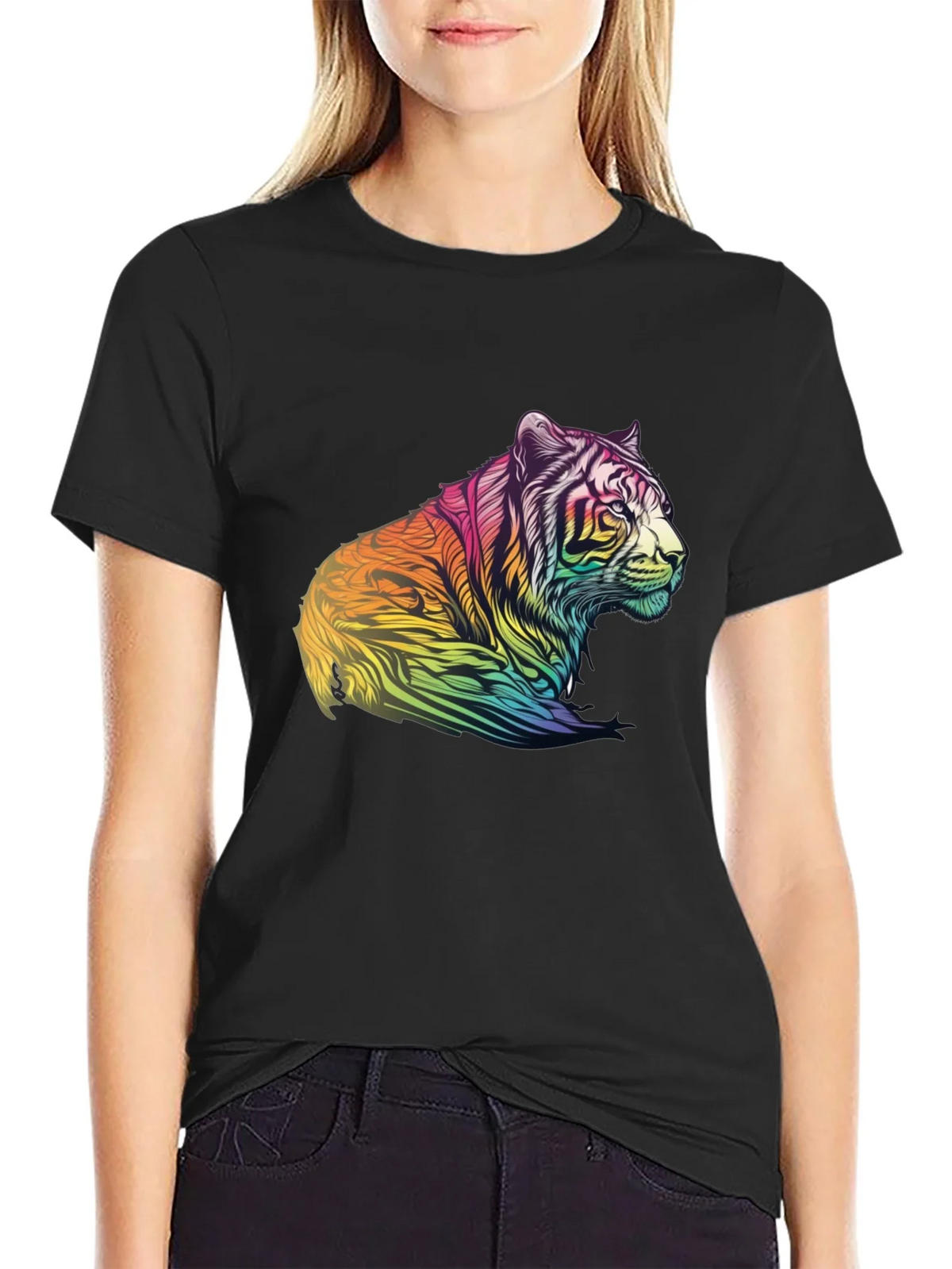 Rainbow Tiger Graphic Tee - Mens Black T-Shirt product image 2