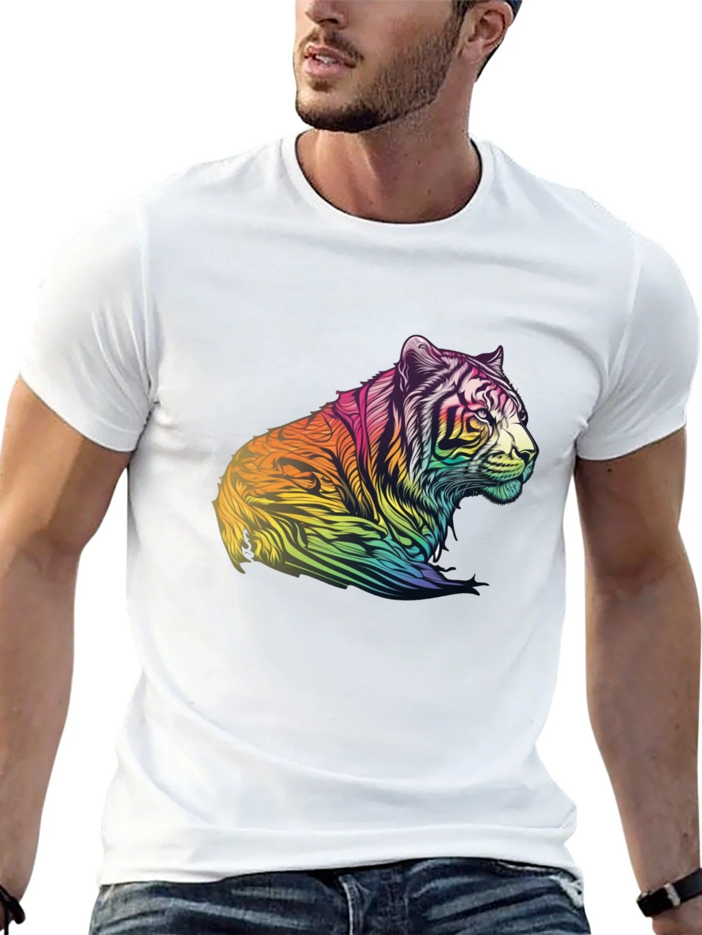 Rainbow Tiger Graphic Tee - Mens Black T-Shirt product image 12