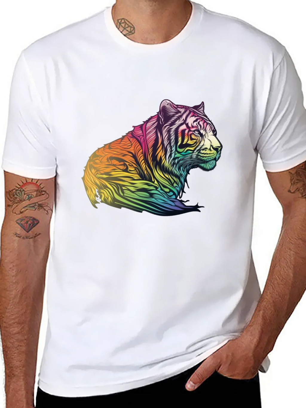 Rainbow Tiger Graphic Tee - Mens Black T-Shirt product image 7