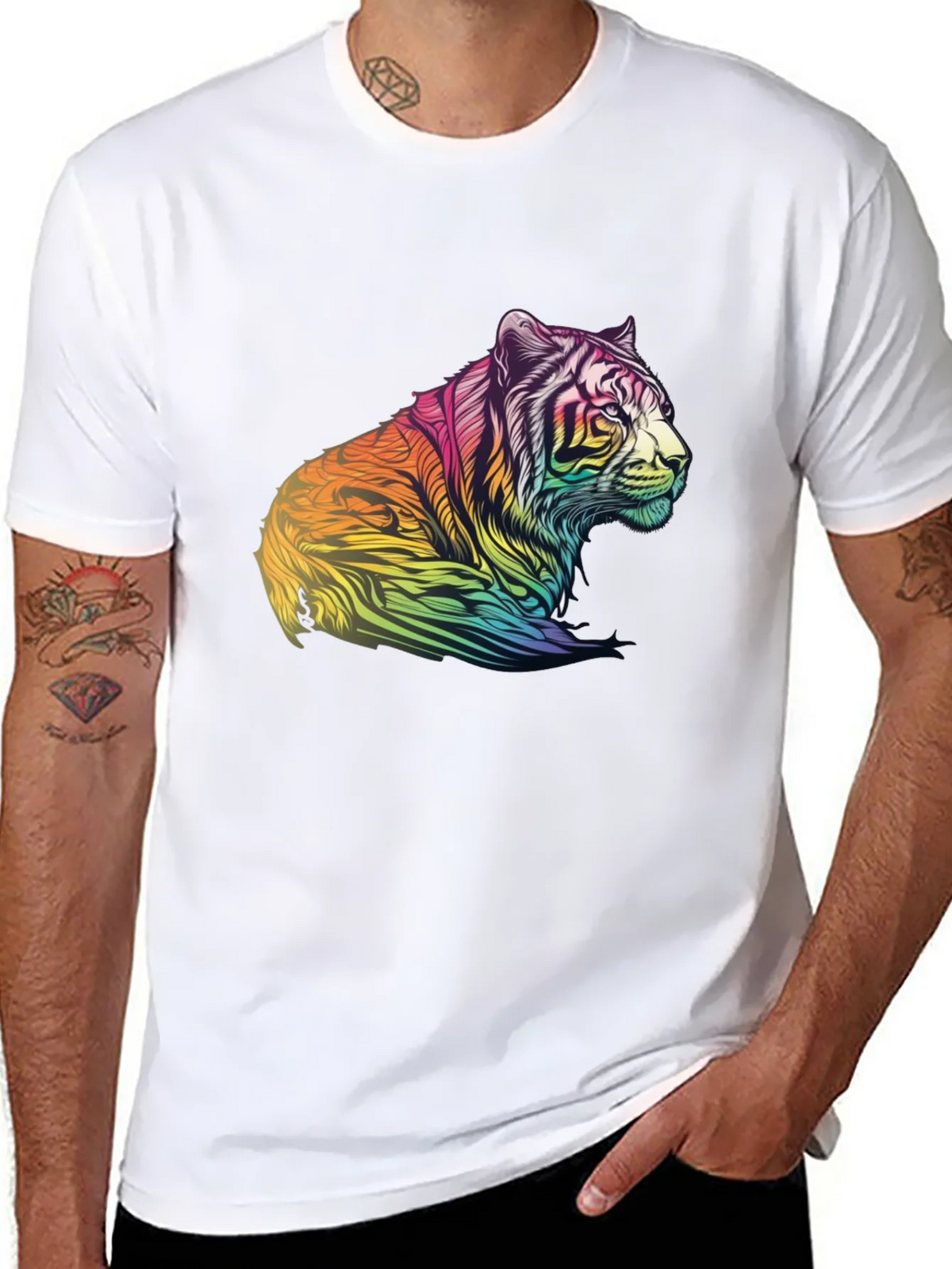 Rainbow Tiger Graphic Tee - Mens Black T-Shirt product image 7