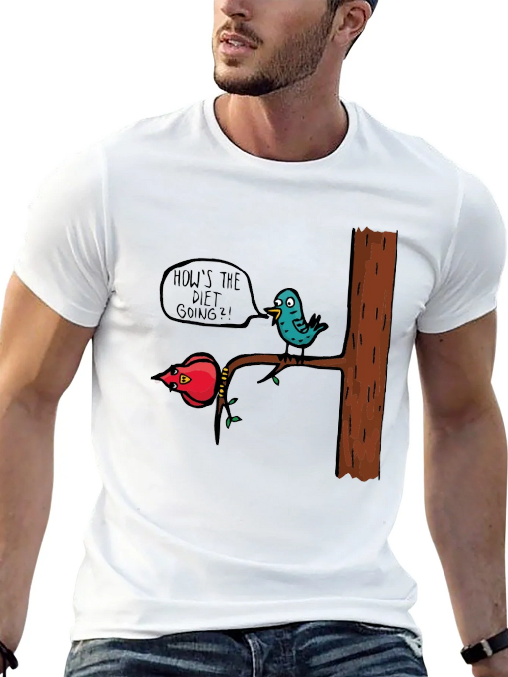 Funny Diet Bird Graphic T-Shirt - Black product image 3