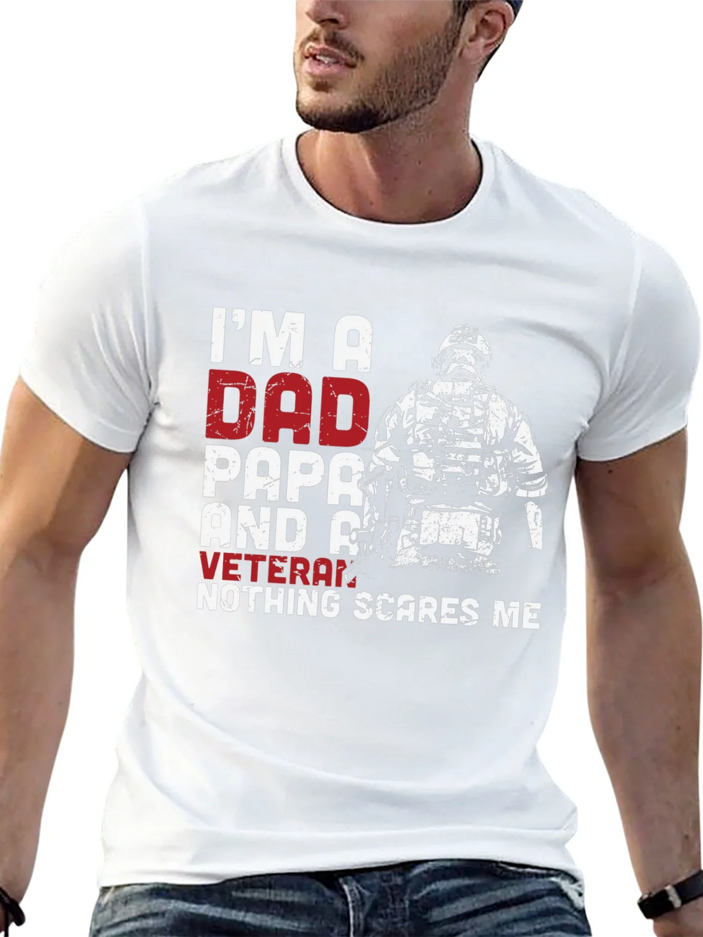 Dad Papa Veteran Graphic T-Shirt - Nothing Scares Me! product image 7