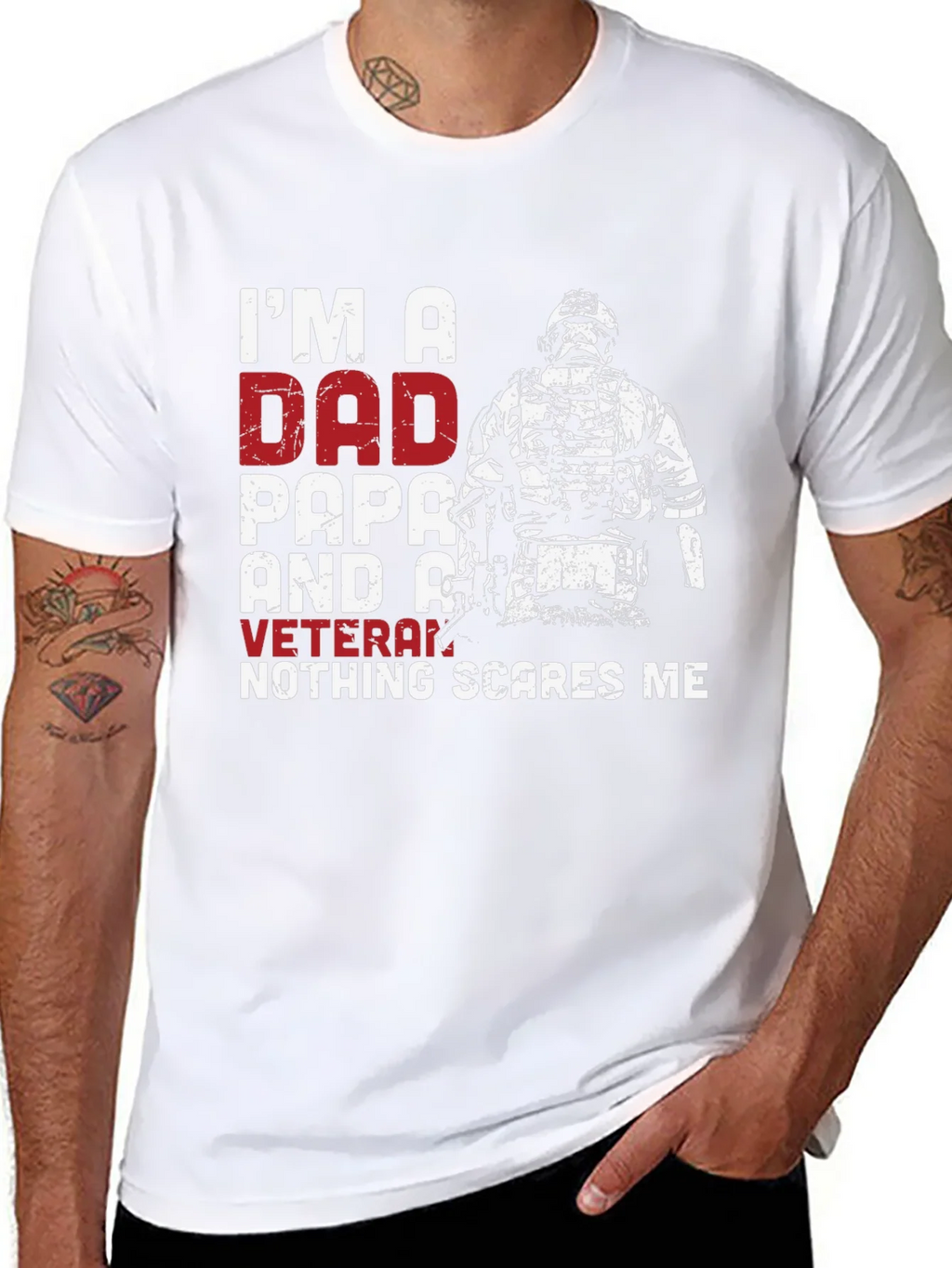 Dad Papa Veteran Graphic T-Shirt - Nothing Scares Me! product image 5