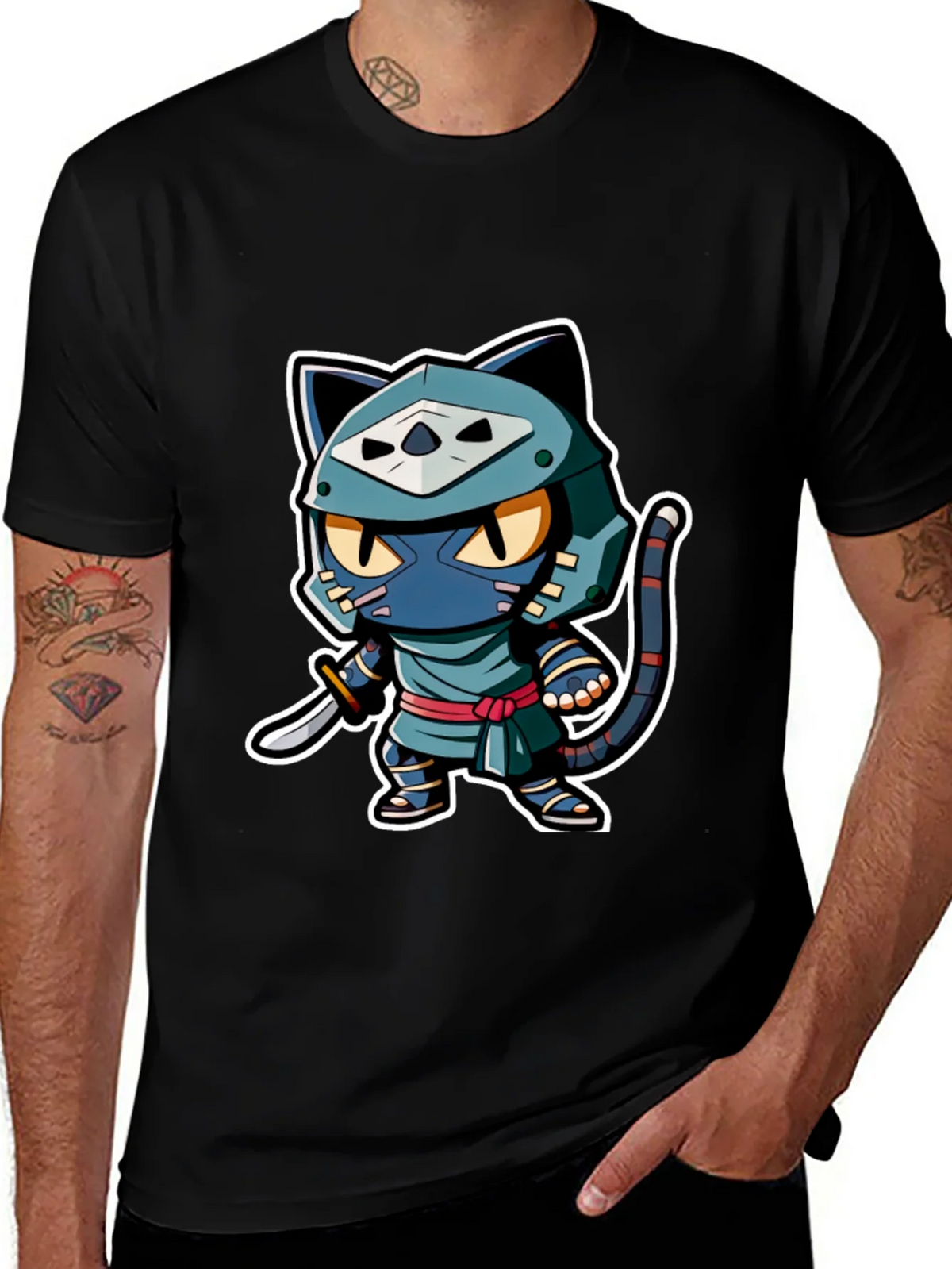 Ninja Cat Graphic Tee - Black product image 1