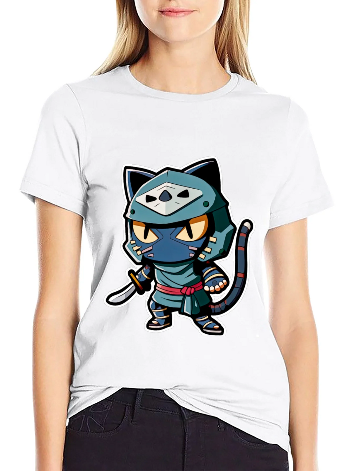 Ninja Cat Graphic Tee - Black product image 7
