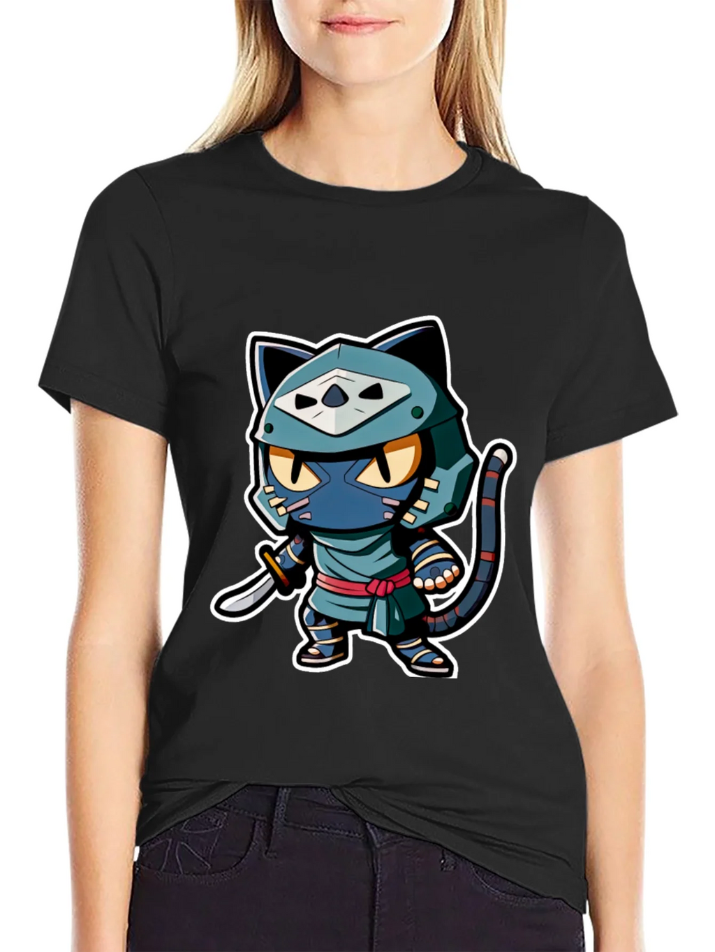 Ninja Cat Graphic Tee - Black product image 2