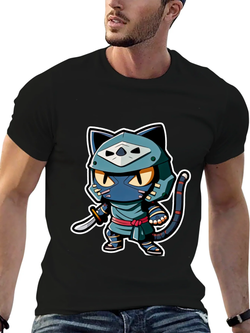 Ninja Cat Graphic Tee - Black product image 5