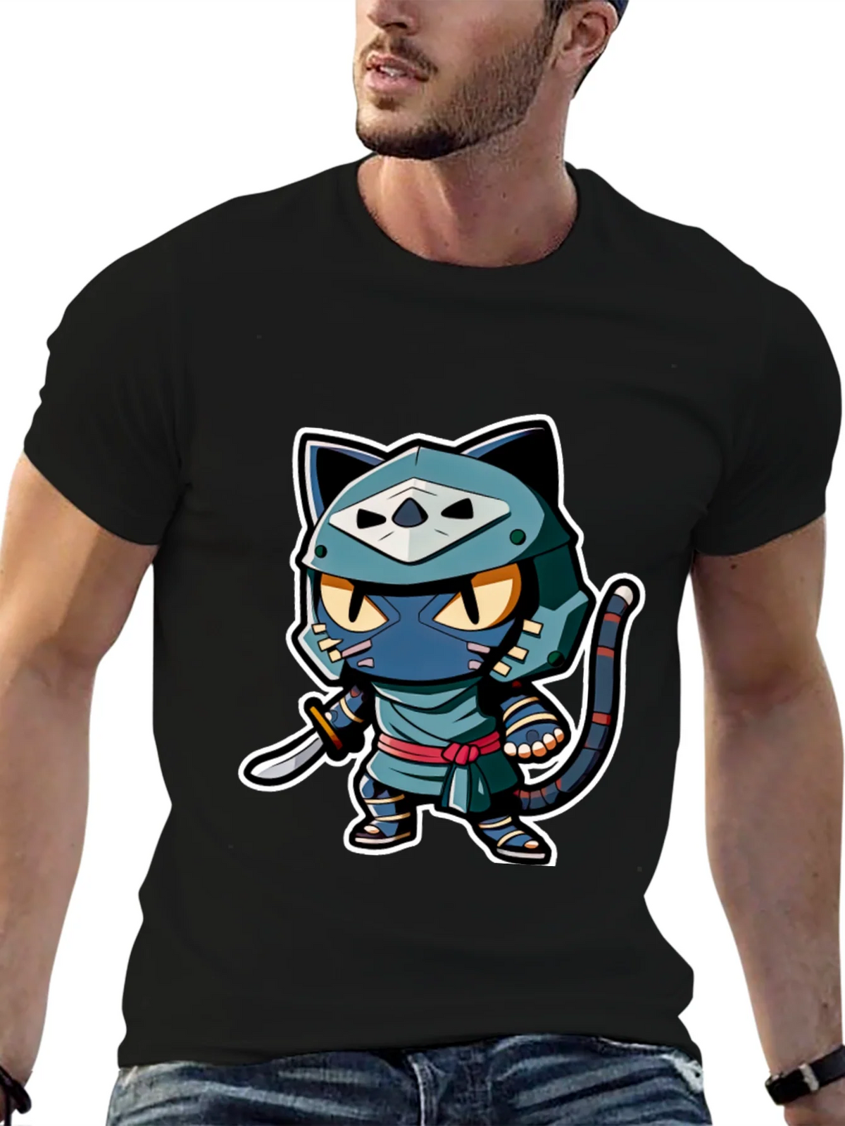 Ninja Cat Graphic Tee - Black product image 5