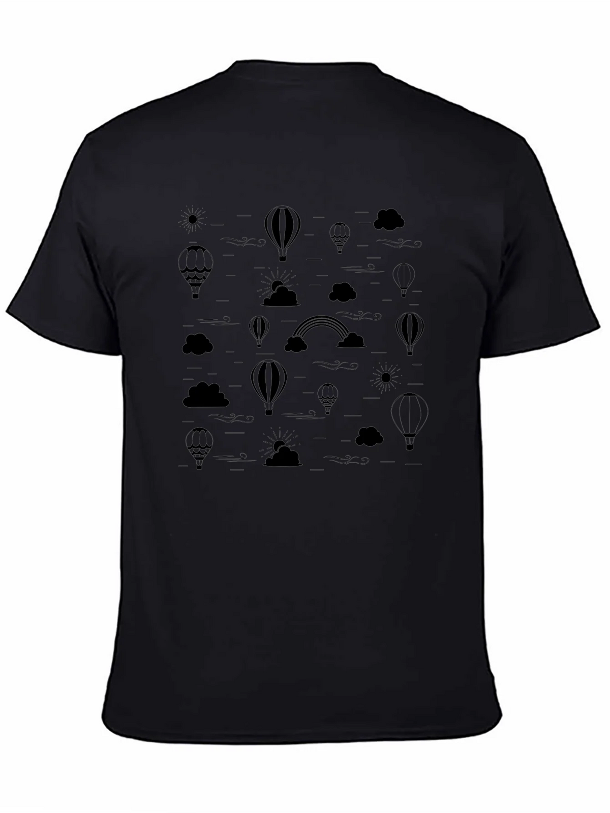 Mens Black Hot Air Balloon & Rainbow Print T-Shirt product image 4