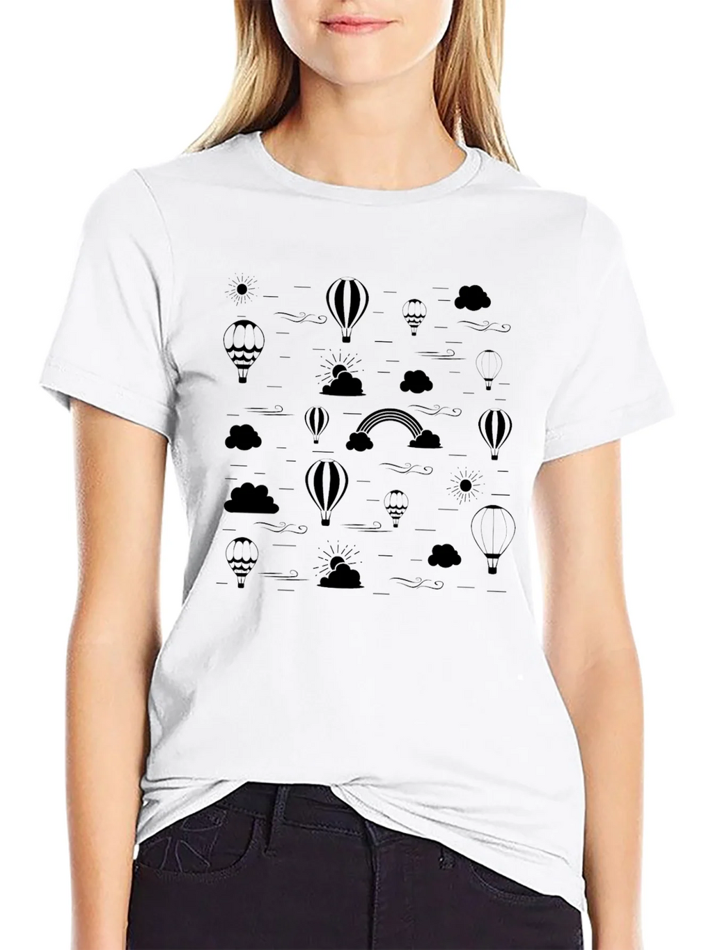 Mens Black Hot Air Balloon & Rainbow Print T-Shirt product image 8