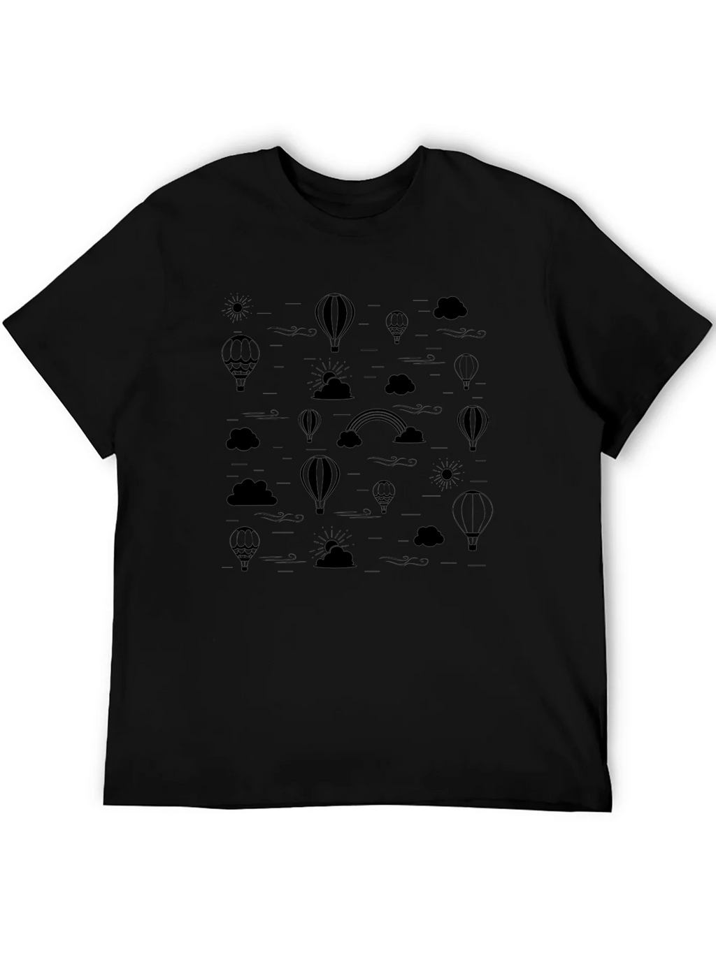 Mens Black Hot Air Balloon & Rainbow Print T-Shirt product image 5