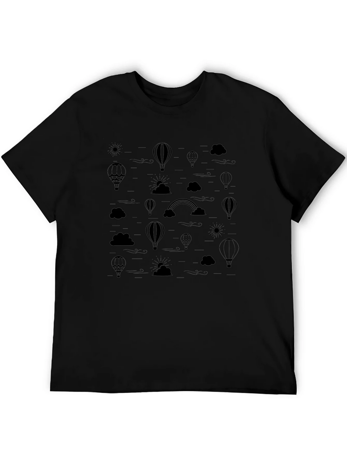 Mens Black Hot Air Balloon & Rainbow Print T-Shirt product image 5
