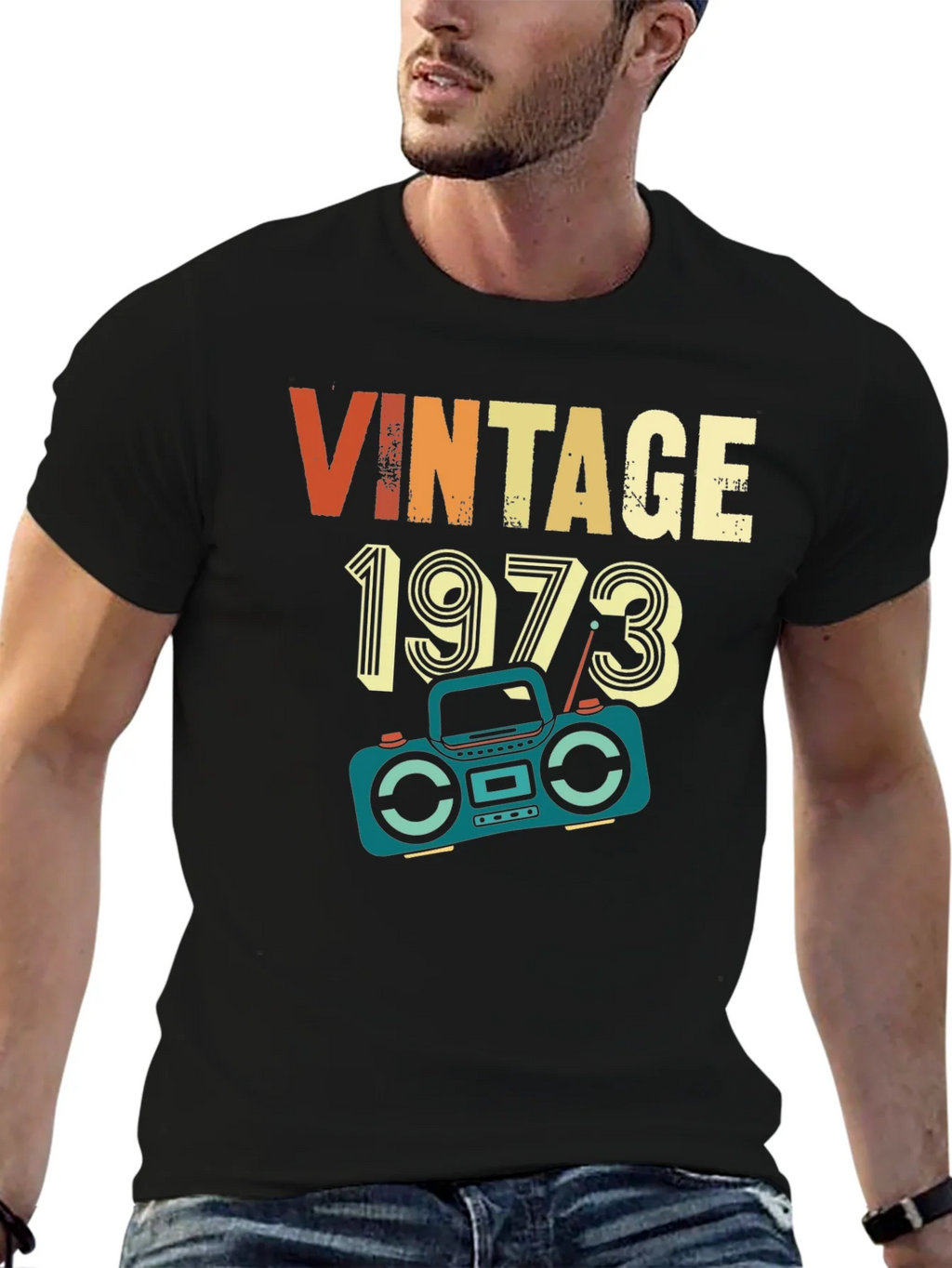 Vintage 1973 Retro Radio Graphic T-Shirt product image 4