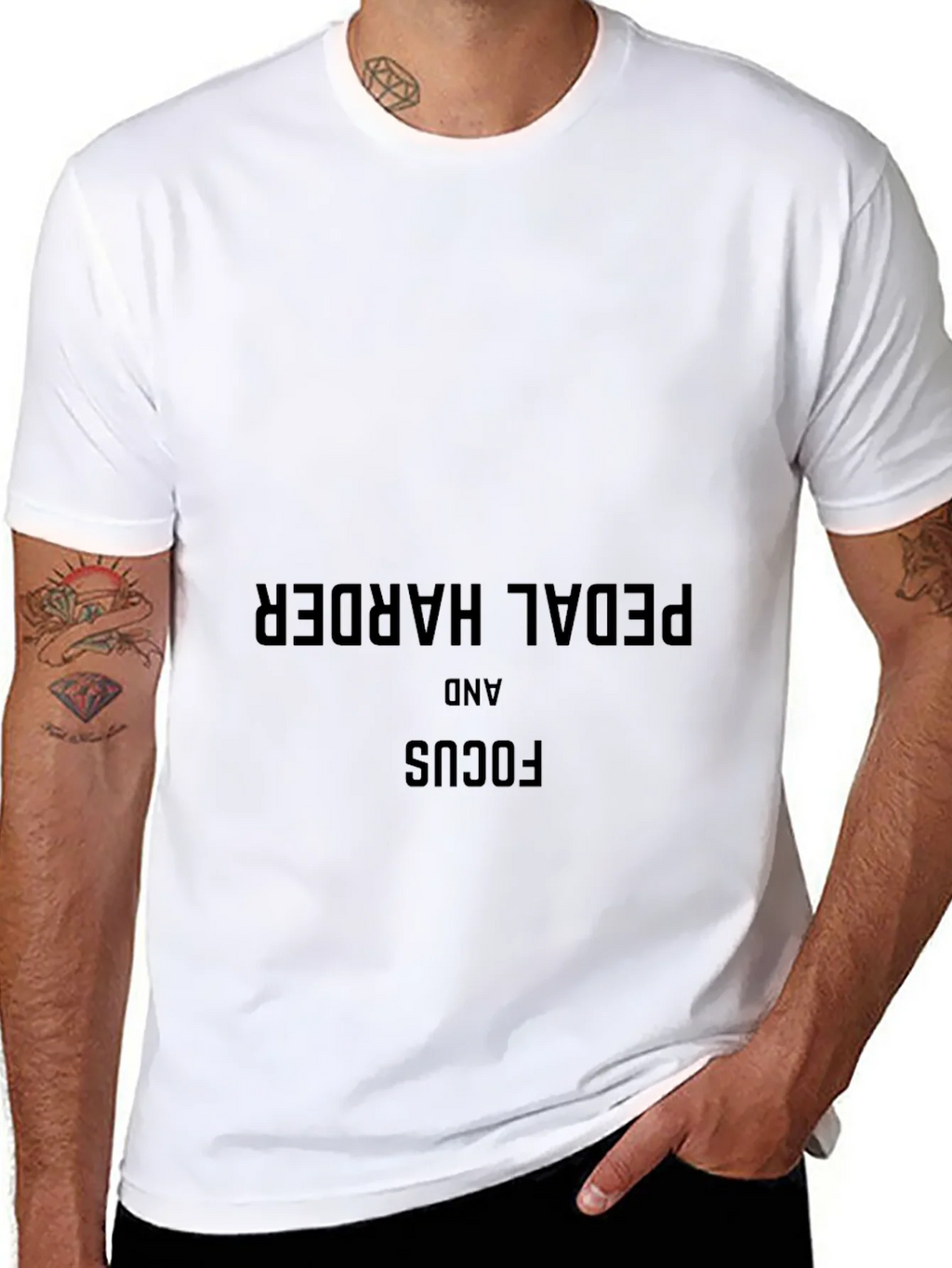 Pedal Harder & Focus Black T-Shirt - Motivational Cycling product image 7
