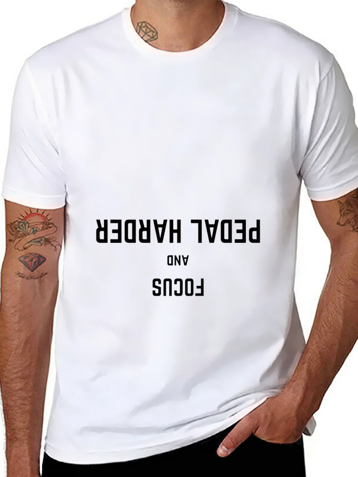 Pedal Harder & Focus Black T-Shirt - Motivational Cycling product image 7