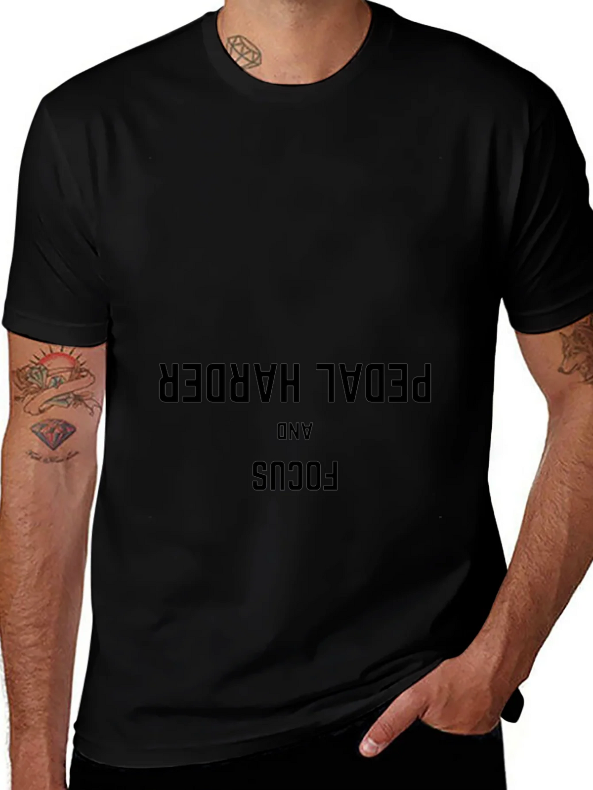 Pedal Harder & Focus Black T-Shirt - Motivational Cycling product image 1