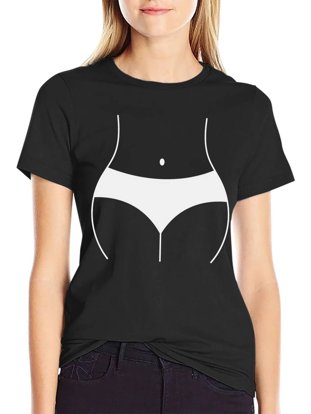 Humorous Body Outline T-Shirt - Black product image 2