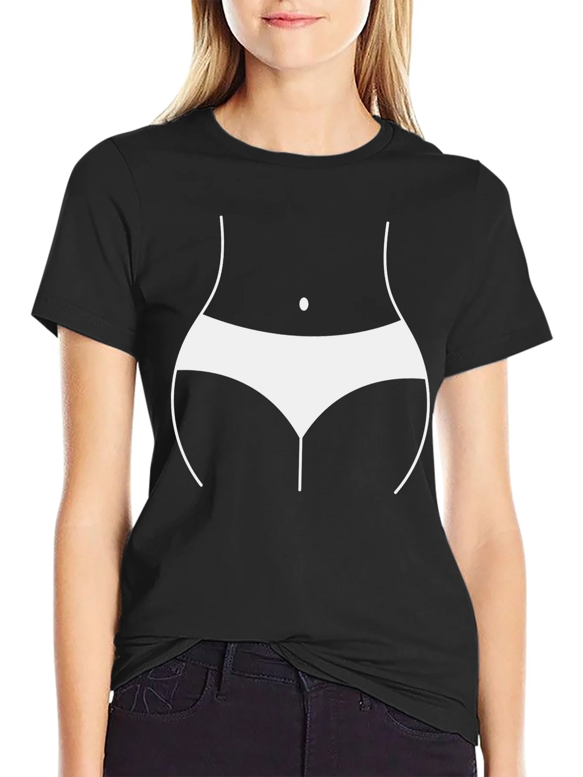 Humorous Body Outline T-Shirt - Black product image 2