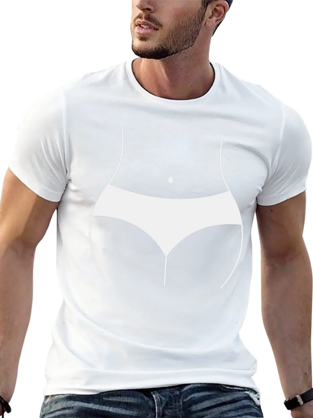 Humorous Body Outline T-Shirt - Black product image 12