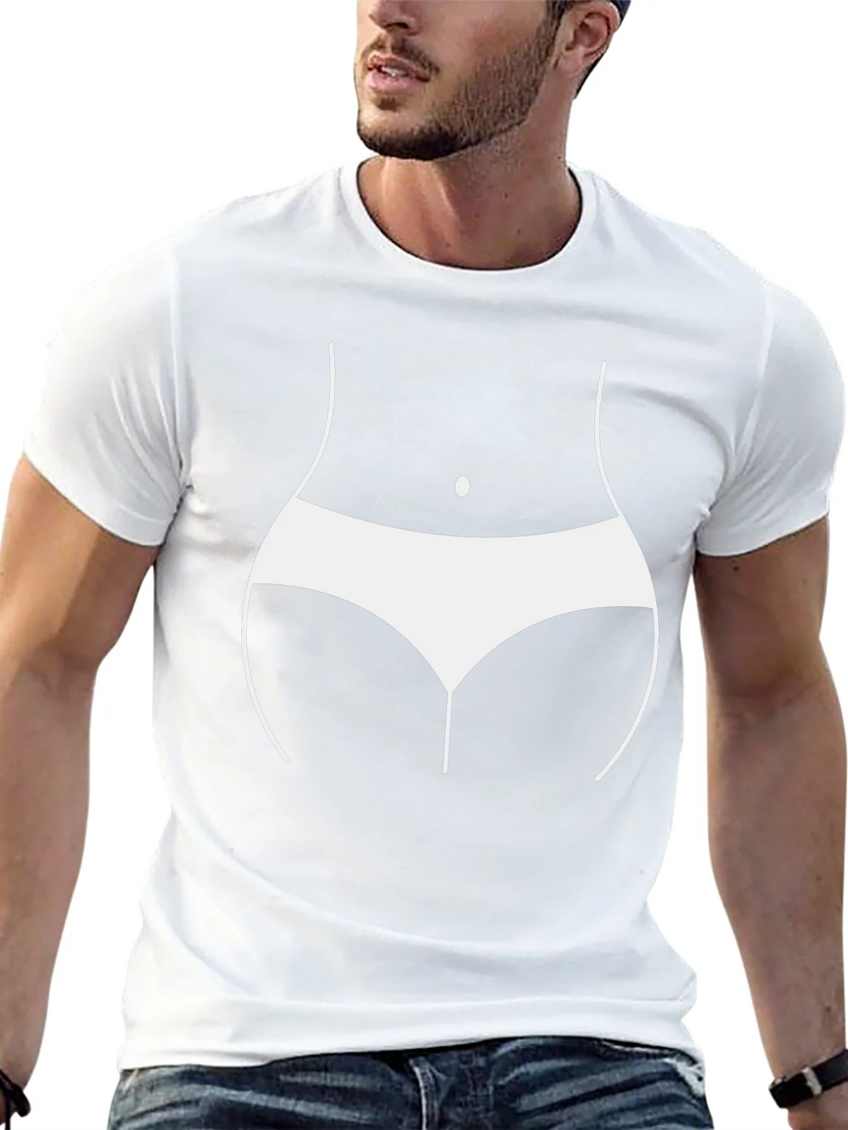 Humorous Body Outline T-Shirt - Black product image 12