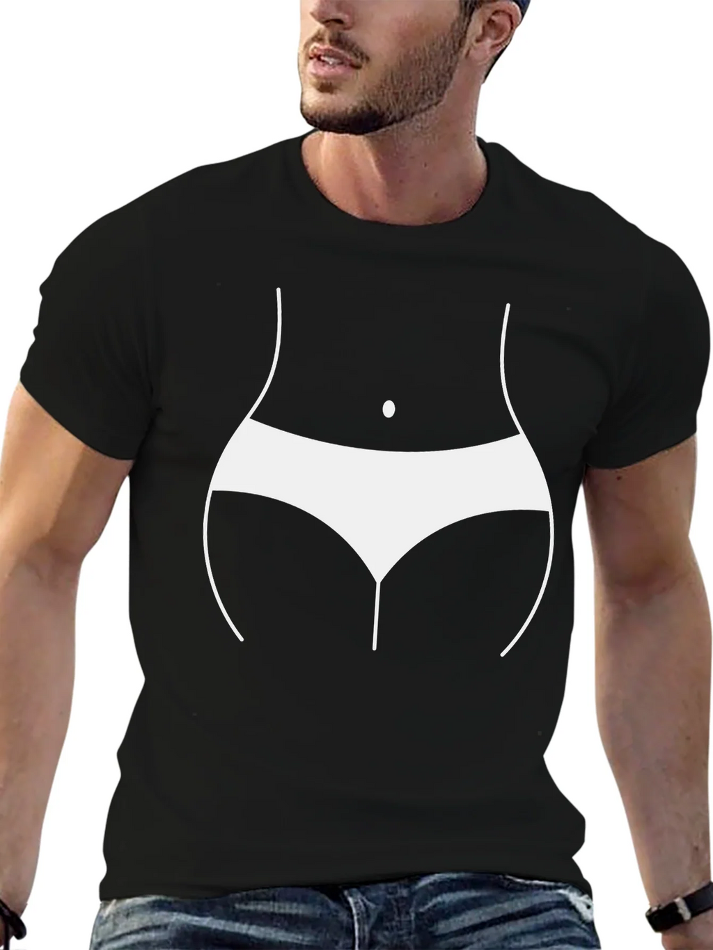 Humorous Body Outline T-Shirt - Black product image 6